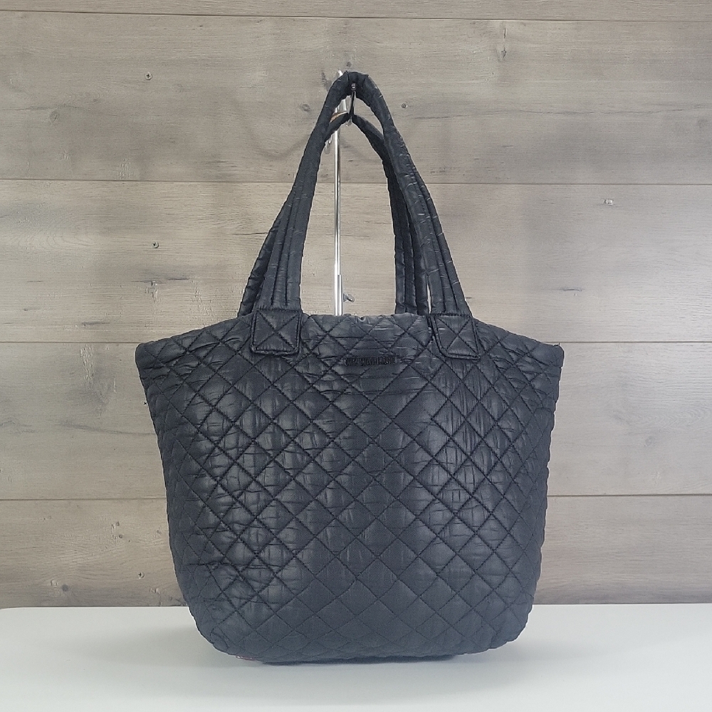 Large MZ Wallace Metro  Quilted Black Nylon Tote Bag